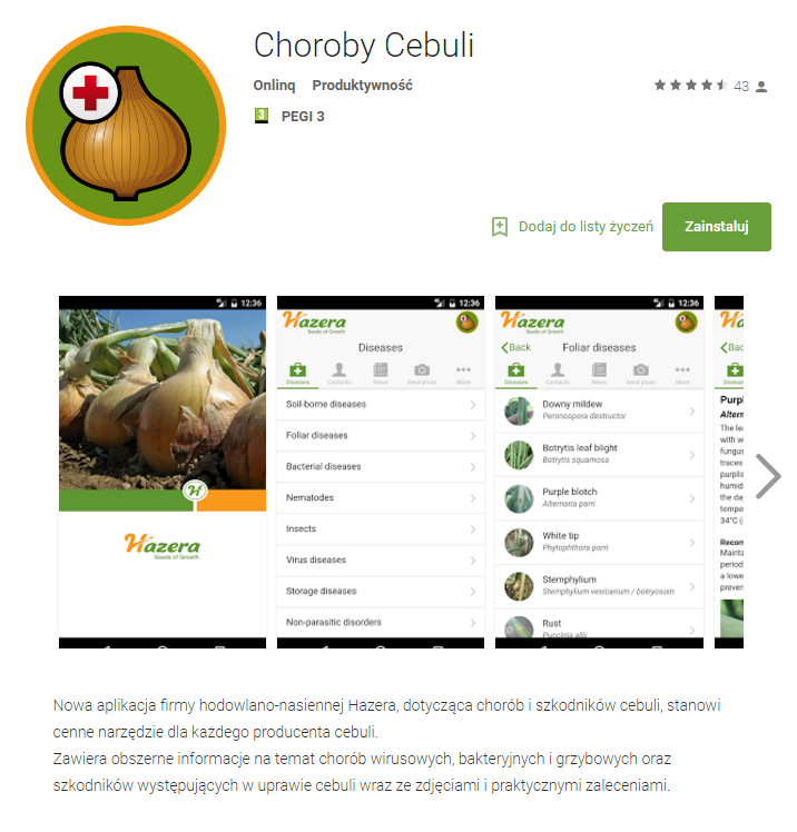 Choroby cebuli – aplikacja na smartfony